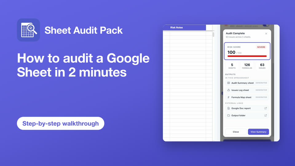 How to audit a Google Sheet with Sheet Audit Pack, step by step